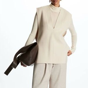 Cos oversized cream v neck wool vest